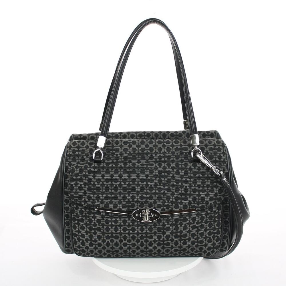 Coach Madison Madeline Black Silver Satchel Bag